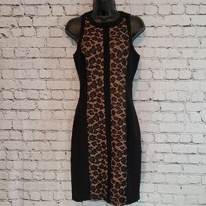 Michael Kors Black and Brown Midi Dress